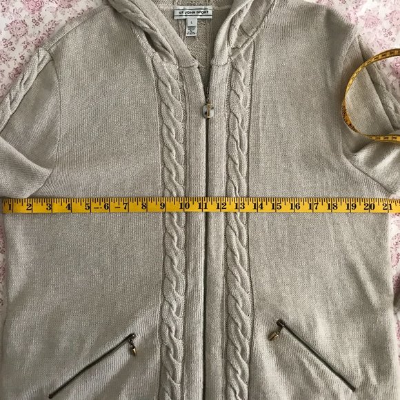 St.John Sport Hoodie Cadigan L Wool Silk Cashmere - Picture 6 of 11